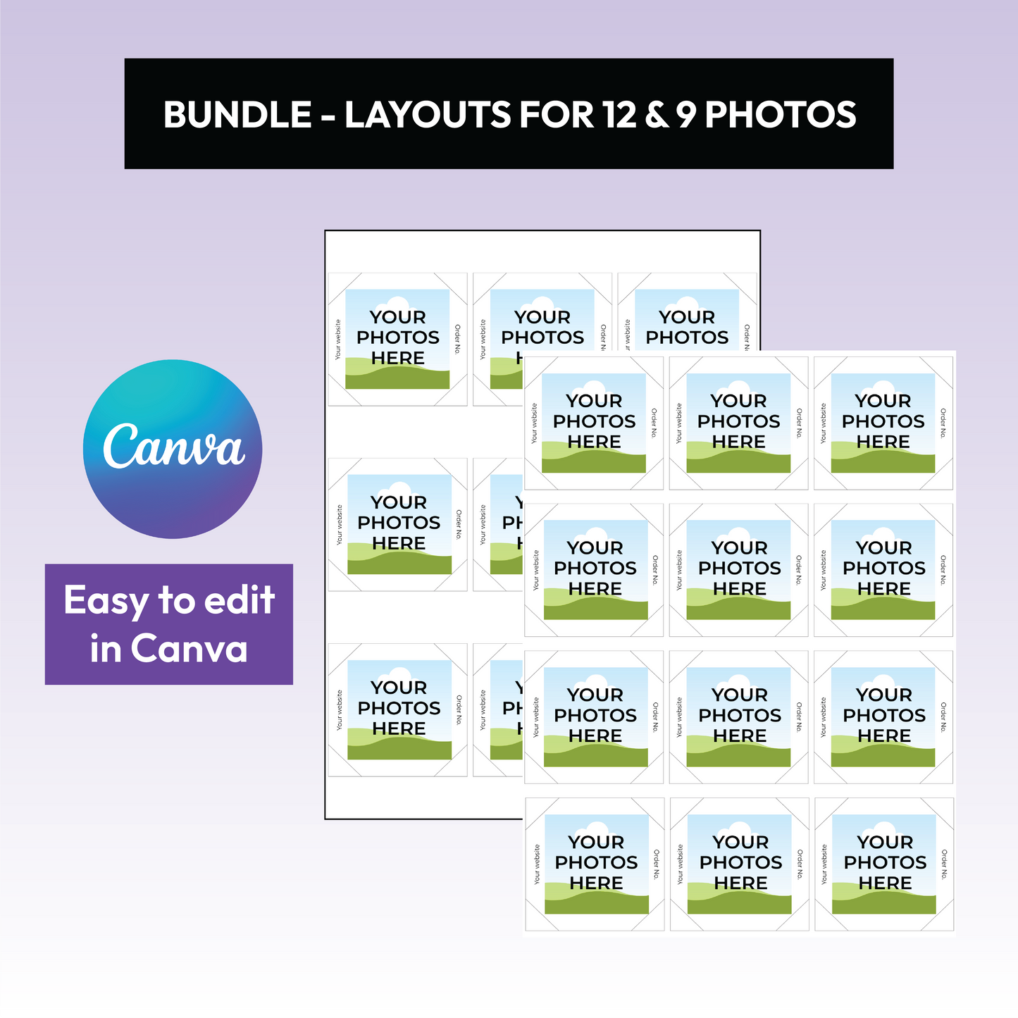 2"x2" Square Fridge Magnet Template Bundle (9 & 12 Photo Versions) + Canva Editing & Printing Tutorial